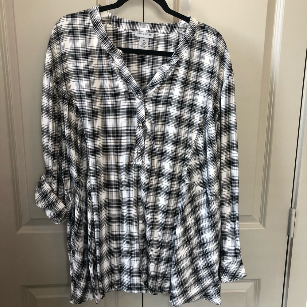 Plus Size Plaid Blouse